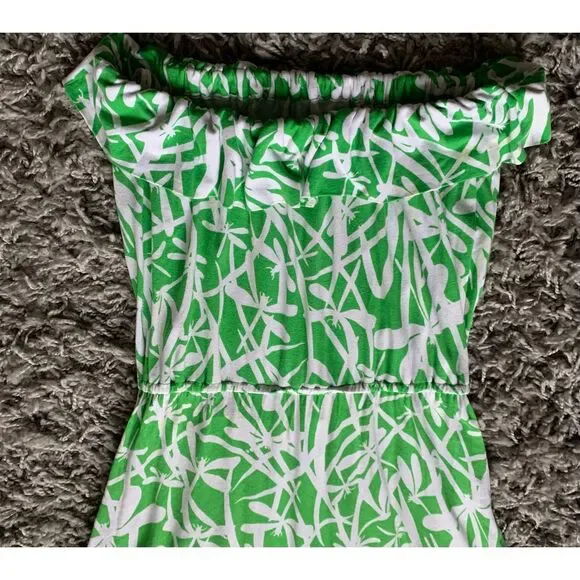 NEW NWOT Lilly Pulitzer Flor Green Bean Light My Fire Strapless Ruffle TUBE Dres - Picture 9 of 10